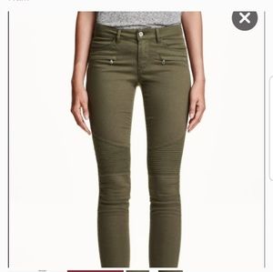 H&M olive biker jeans